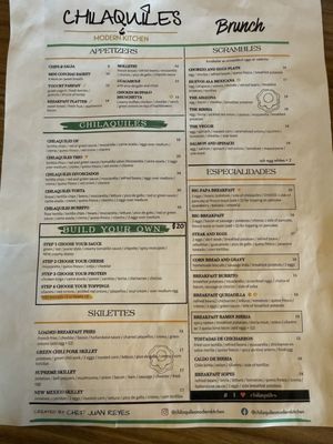 Chilaquiles Modern Kitchen Menu