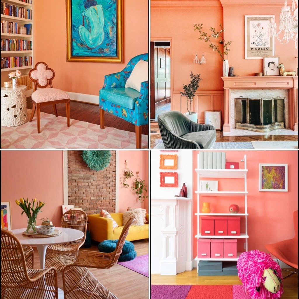 Living Room With Orange Walls