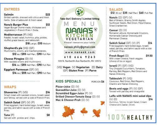 Nana'S Kitchen Menu